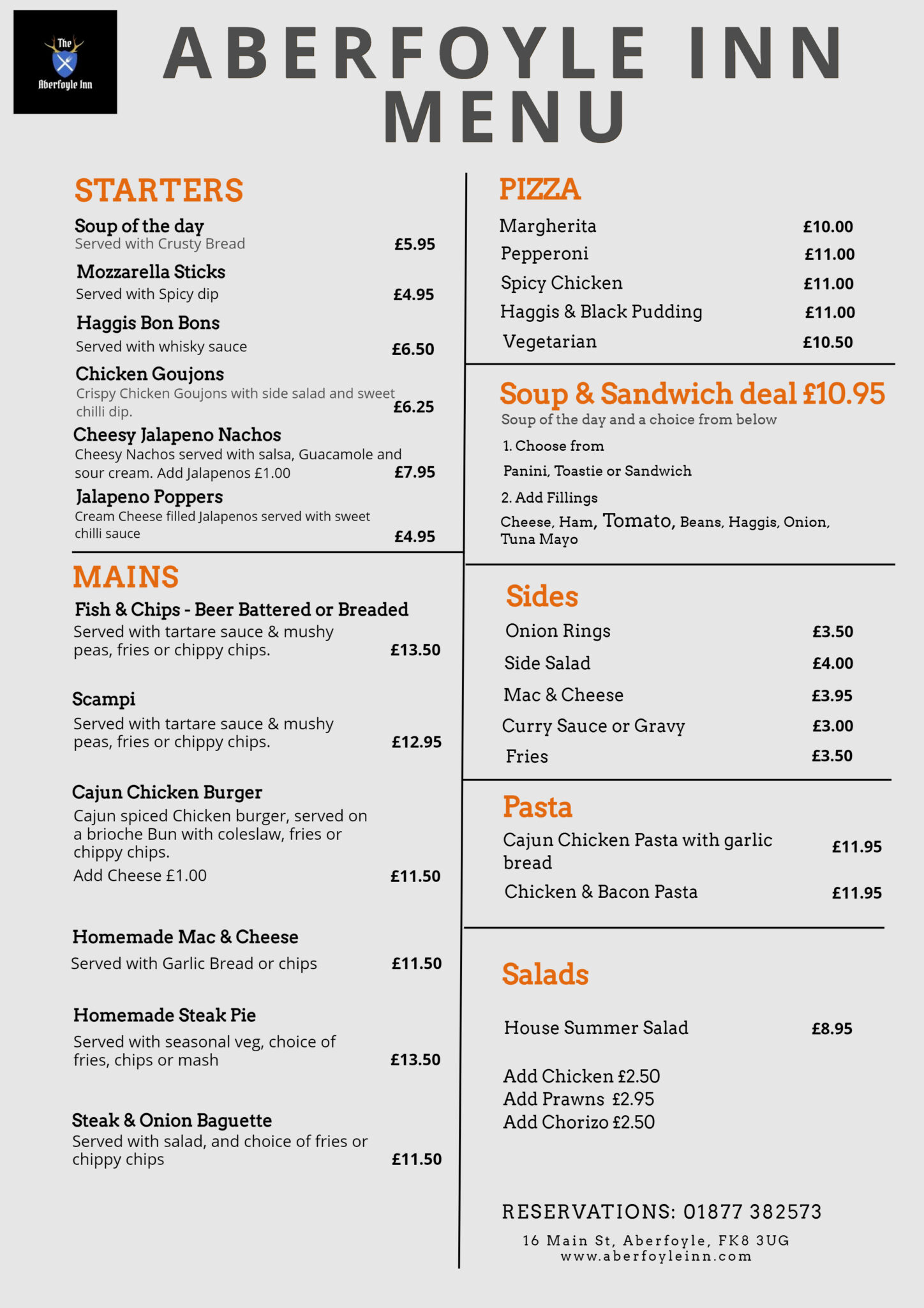 New Menus – AberfoyleInn.com